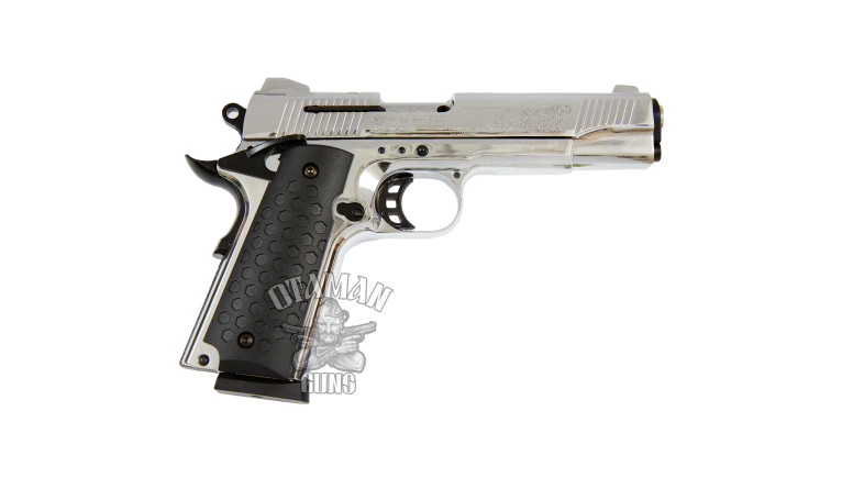 Стартовый пистолет KUZEY 911 Chrome Engraved с дополнительным магазином