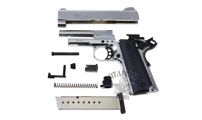 Стартовый пистолет KUZEY 911 Chrome Engraved с дополнительным магазином