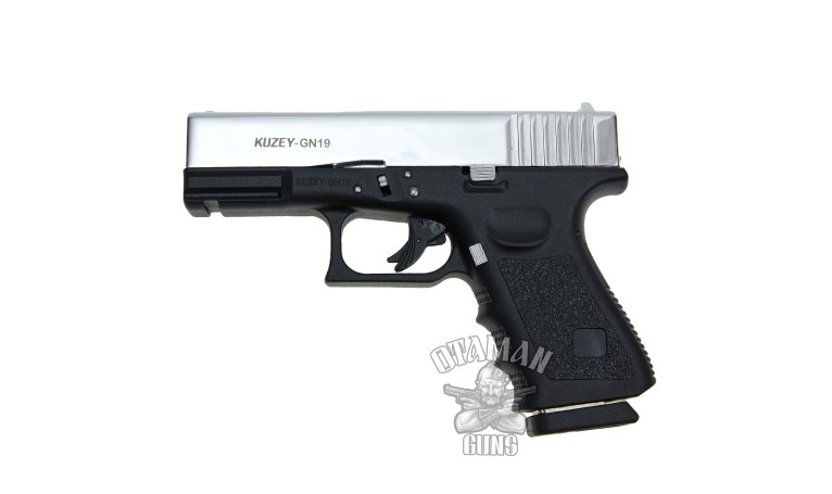 Стартовый пистолет KUZEY GN-19 Chrome с дополнительным магазином