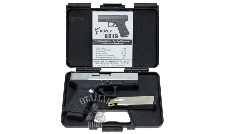 Стартовый пистолет KUZEY GN-19 Chrome с дополнительным магазином