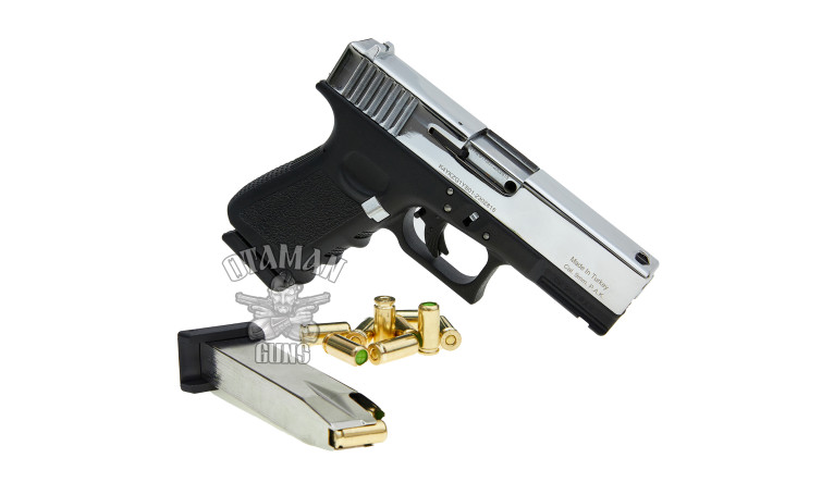 Стартовый пистолет KUZEY GN-19 Chrome с дополнительным магазином
