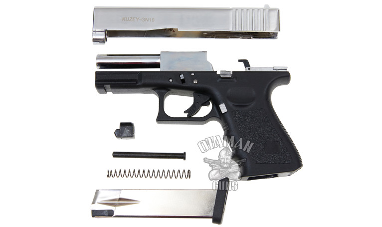 Стартовый пистолет KUZEY GN-19 Chrome с дополнительным магазином