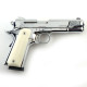 Стартовый пистолет KUZEY 911 Shiny Chrome Plating/White Grips с дополнительным магазином