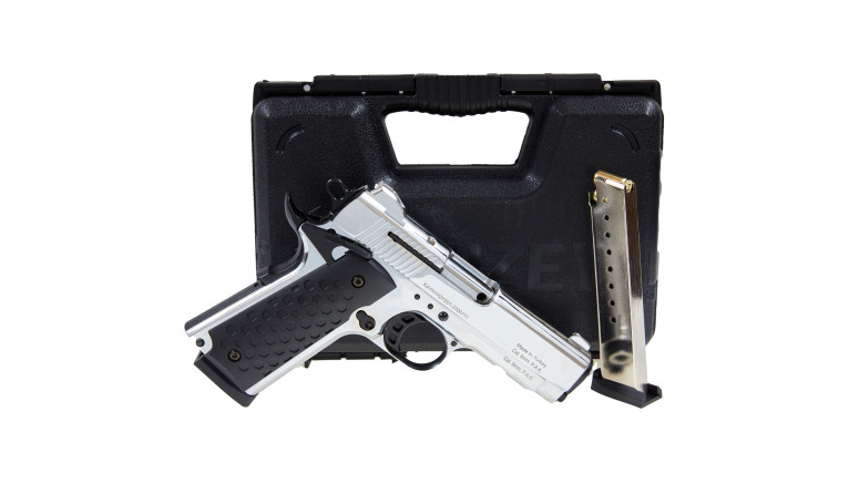 Стартовый пистолет KUZEY 911 Chrome Engraved с дополнительным магазином