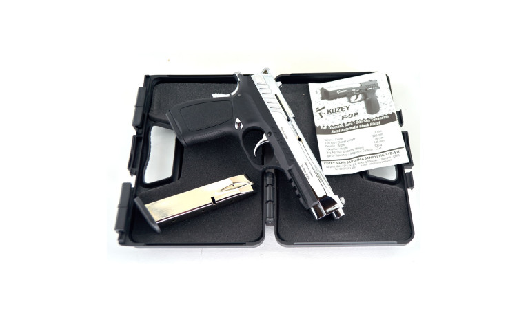 Стартовый пистолет Kuzey f92 Chrome с дополнительным магазином