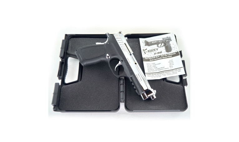 Стартовый пистолет Kuzey f92 Chrome с дополнительным магазином