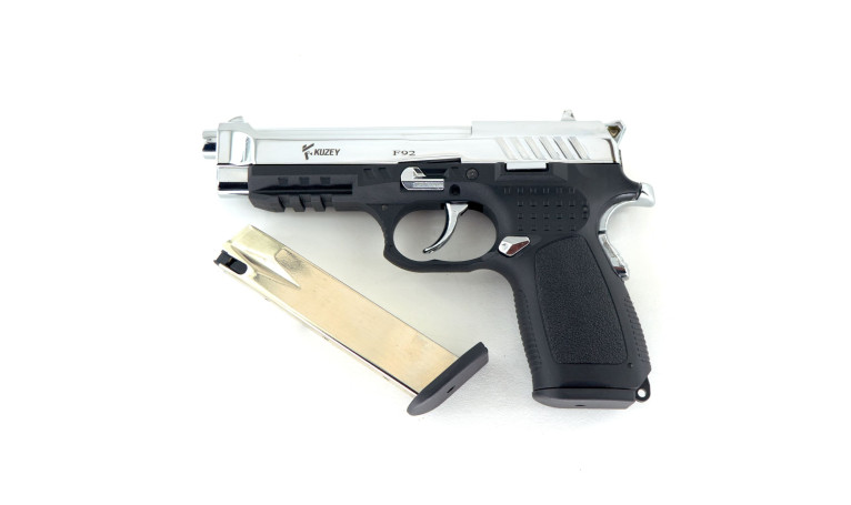 Стартовый пистолет Kuzey f92 Chrome с дополнительным магазином