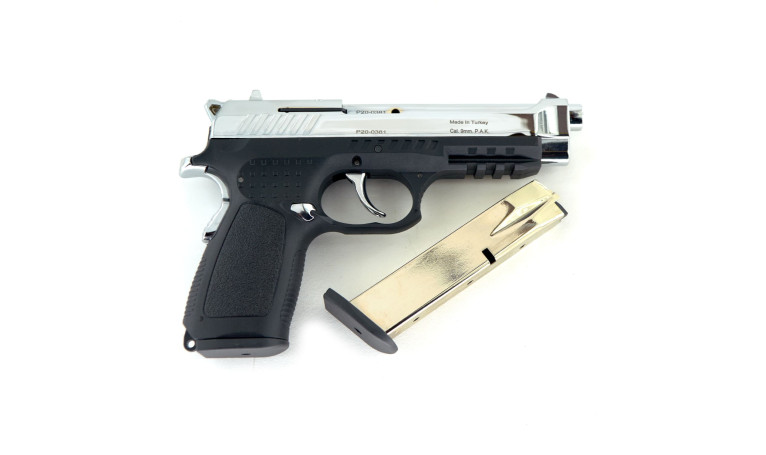 Стартовый пистолет Kuzey f92 Chrome с дополнительным магазином