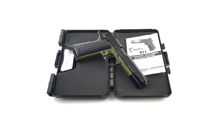 Cтартовый пистолет Kuzey 911 Black/Green Grips с дополнительным магазином