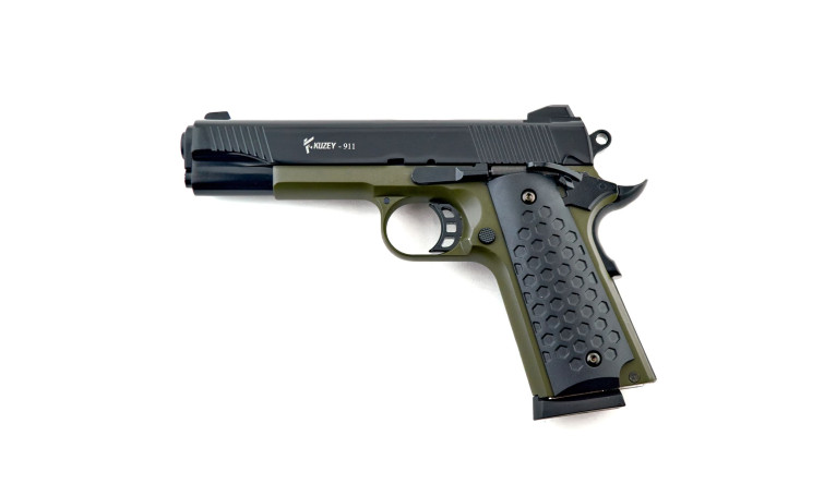 Cтартовый пистолет Kuzey 911 Black/Green Grips с дополнительным магазином