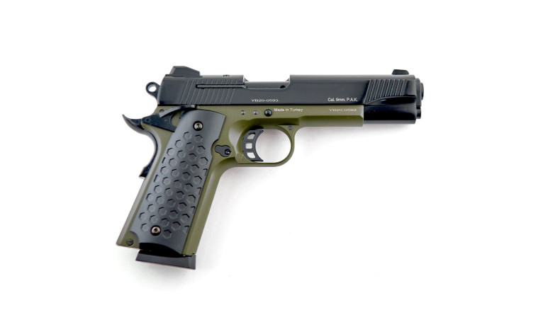 Cтартовый пистолет Kuzey 911 Black/Green Grips с дополнительным магазином