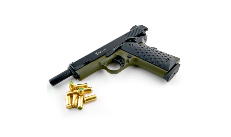 Cтартовый пистолет Kuzey 911 Black/Green Grips с дополнительным магазином