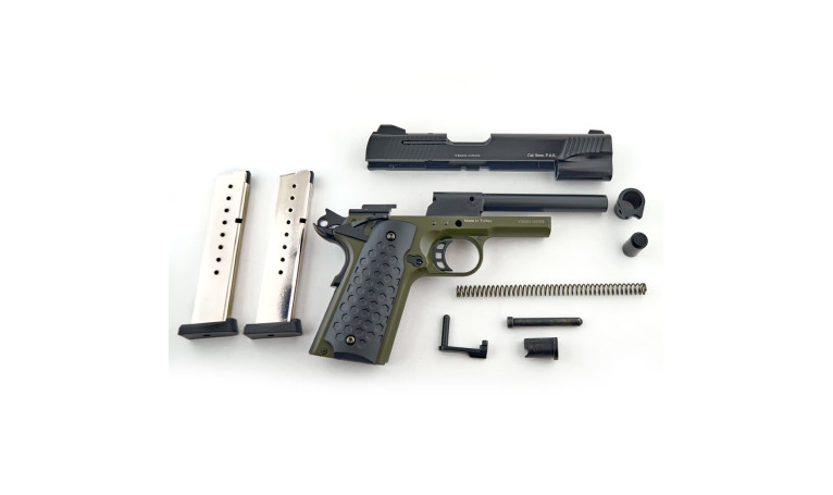 Cтартовый пистолет Kuzey 911 Black/Green Grips с дополнительным магазином