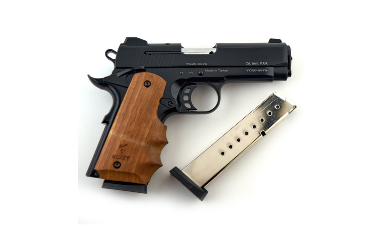 Стартовый пистолет KUZEY 911 SX Black/Brown Wooden Grips с дополнительным магазином