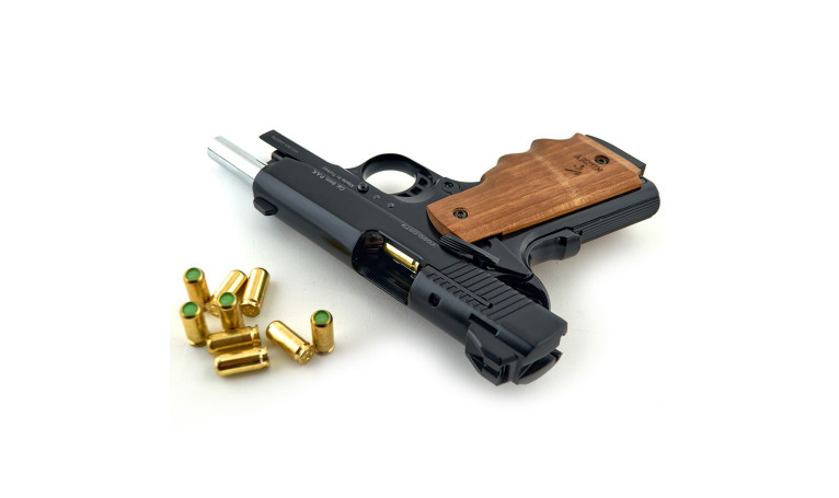 Стартовый пистолет KUZEY 911 SX Black/Brown Wooden Grips с дополнительным магазином