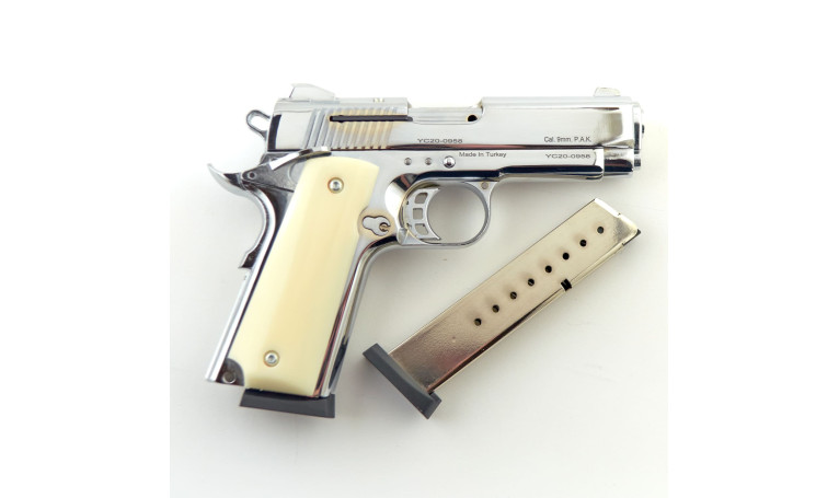 Стартовый пистолет KUZEY 911 SX Chrome с дополнительным магазином