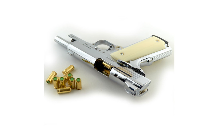 Стартовый пистолет KUZEY 911 SX Chrome с дополнительным магазином