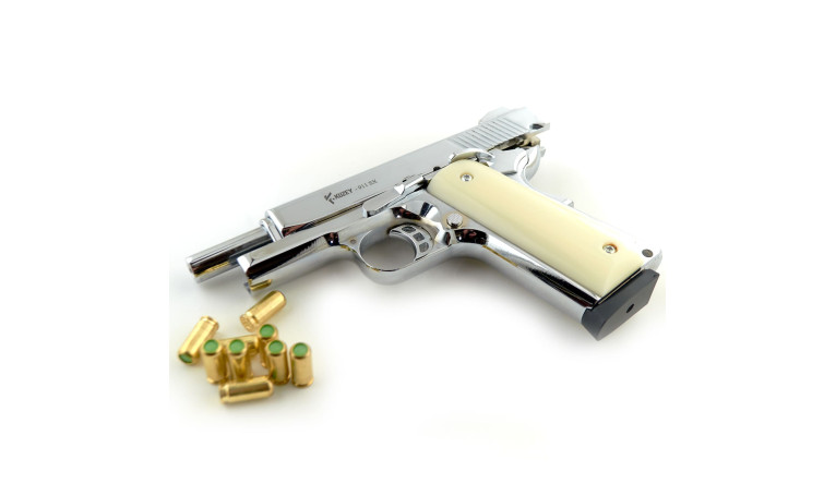 Стартовый пистолет KUZEY 911 SX Chrome с дополнительным магазином